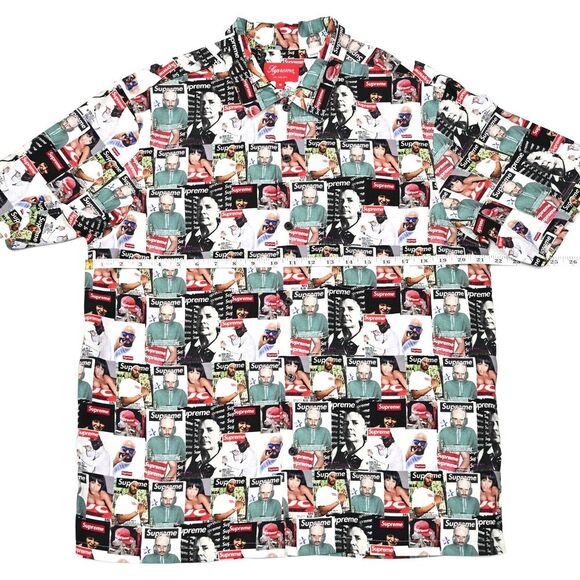 Supreme Men's Magazine Print Viscose All Over Print Shirt Button Up SS23 Medium - Picture 4 of 11